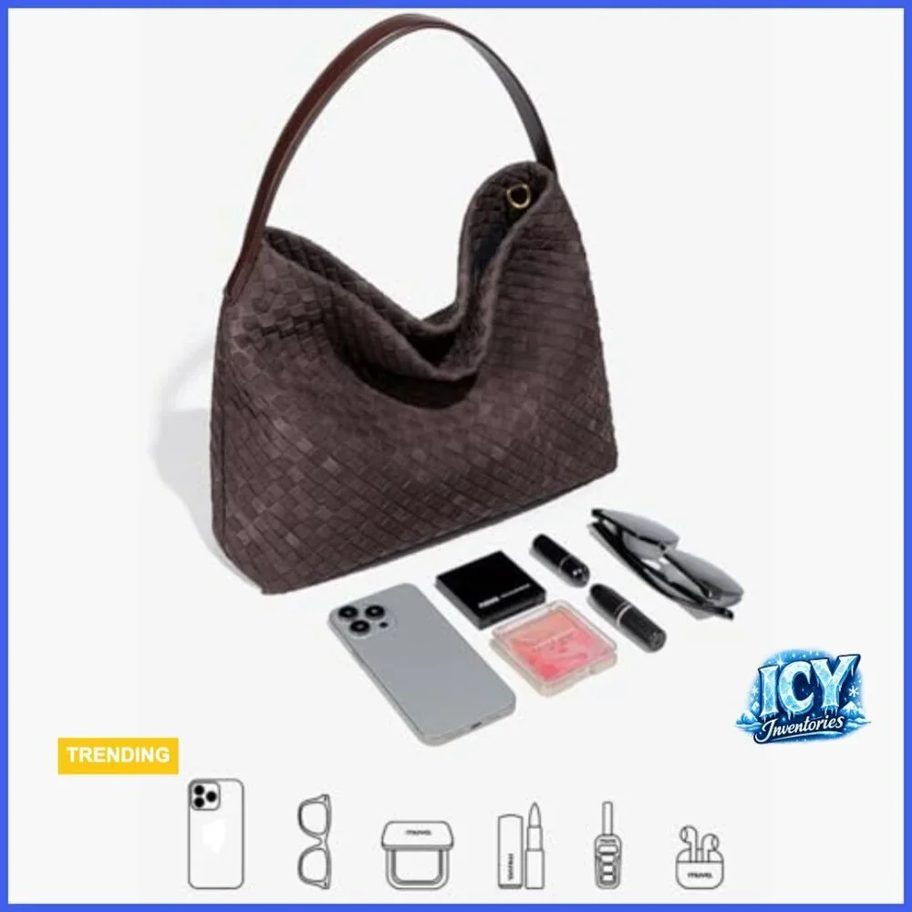 Faux Suede Woven Hobo Tote Bag Shoulder Handbag